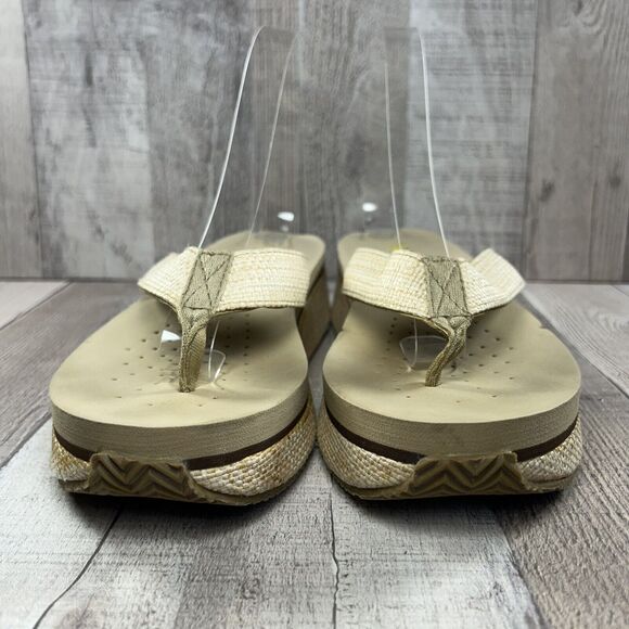 Volatile Women's Island Wedge Platform Sandals Raffia Thong Flip Flop Tan Size 8 - Picture 4 of 16
